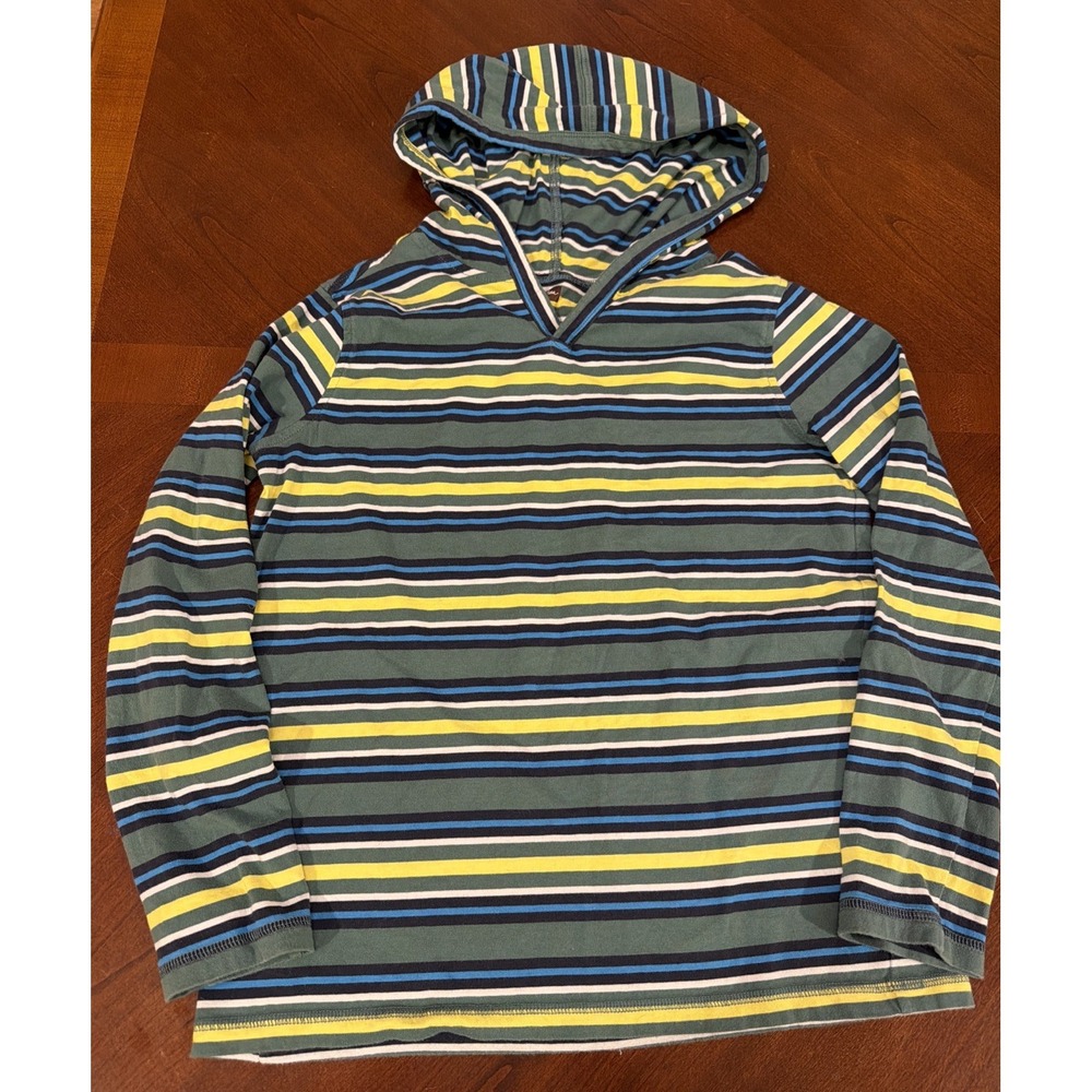 Tea Collection Boys Green Striped Hoodie Long Sleeve Shirt Size 14
